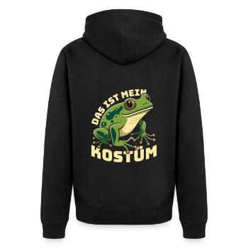 Karneval Party Frösche DAS IST MEIN FROSCHKOSTÜM - Unisex Premium Bio Zip Hoodie - Schwarz - Hinten - Nico (187cm)