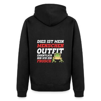Froschkostüm Karneval Party DAS IST MEIN MENSCHEN - Unisex Premium Bio Zip Hoodie - Schwarz - Hinten - Nico (187cm)