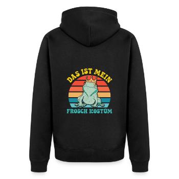 Karneval Party Frösche DAS IST MEIN FROSCHKOSTÜM - Unisex Premium Bio Zip Hoodie - Schwarz - Hinten - Nico (187cm)