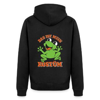 Karneval Party Frösche DAS IST MEIN FROSCHKOSTÜM - Unisex Premium Bio Zip Hoodie - Schwarz - Hinten - Nico (187cm)