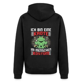 Karneval Kostüm Party BIN EINE KRÖTE DAS IST MEIN - Unisex Premium Bio Zip Hoodie - Schwarz - Hinten - Nico (187cm)