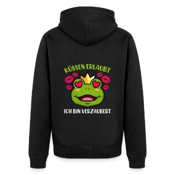 Faschings Party KÜSSEN ERLAUBT BIN VERZAUBERT - Unisex Premium Bio Zip Hoodie - Schwarz - Hinten - Nico (187cm)