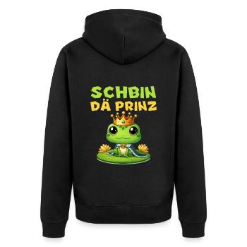 Karneval Kostüm SCHBIN DÄ PRINZ Lustiges - Unisex Premium Bio Zip Hoodie - Schwarz - Hinten - Nico (187cm)