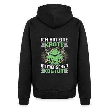 Karneval Kostüm Party BIN EINE KRÖTE DAS IST MEIN - Unisex Premium Bio Zip Hoodie - Schwarz - Hinten - Nico (187cm)