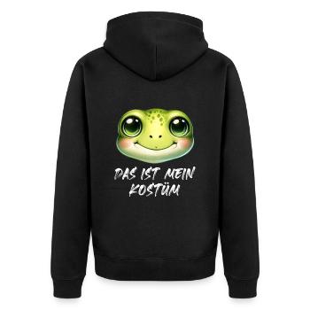 Karneval Party DAS IST MEIN FROSCHKOSTÜM Lustiges - Unisex Premium Bio Zip Hoodie - Schwarz - Hinten - Nico (187cm)