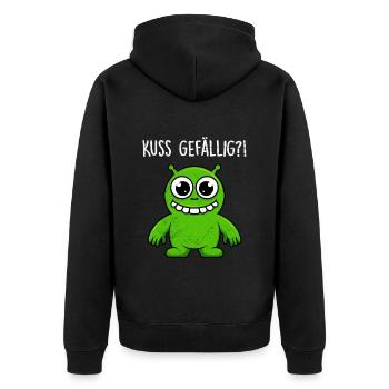Karneval Frosch KUSS GEFÄLLIG? Lustiges Hässlicher - Unisex Premium Bio Zip Hoodie - Schwarz - Hinten - Nico (187cm)