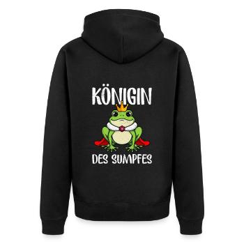 Faschings Kostüm Frauen KÖNIGIN DES SUMPFES Lustig - Unisex Premium Bio Zip Hoodie - Schwarz - Hinten - Nico (187cm)