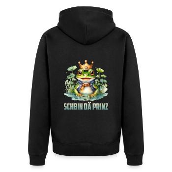 Karneval Kostüm SCHBIN DÄ PRINZ Lustiges - Unisex Premium Bio Zip Hoodie - Schwarz - Hinten - Nico (187cm)
