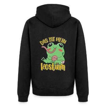 Karneval Party Frösche DAS IST MEIN FROSCHKOSTÜM - Unisex Premium Bio Zip Hoodie - Schwarz - Hinten - Nico (187cm)