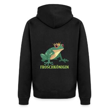 Karneval FROSCHKÖNIGIN Lustiges Frosch Kostüm - Unisex Premium Bio Zip Hoodie - Schwarz - Hinten - Nico (187cm)