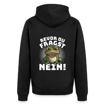 Karneval Kostüm BEVOR DU FRAGST NEIN! Lustiges - Unisex Premium Bio Zip Hoodie - Schwarz - Hinten - Nico (187cm)