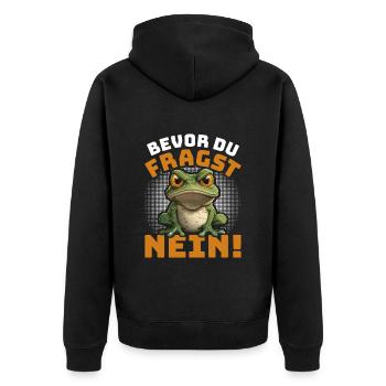 Karneval Kostüm BEVOR DU FRAGST NEIN! Lustiges - Unisex Premium Bio Zip Hoodie - Schwarz - Hinten - Nico (187cm)