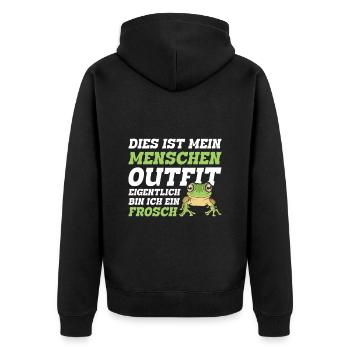 Froschkostüm Karneval Party DAS IST MEIN MENSCHEN - Unisex Premium Bio Zip Hoodie - Schwarz - Hinten - Nico (187cm)