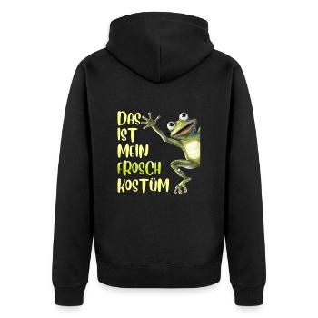 Karneval DAS IST MEIN FROSCH KOSTÜM Lustiges - Unisex Premium Bio Zip Hoodie - Schwarz - Hinten - Nico (187cm)
