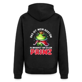 Froschkönig DAS IST MEIN KOSTÜM BIN EIN PRINZ - Unisex Premium Bio Zip Hoodie - Schwarz - Hinten - Nico (187cm)