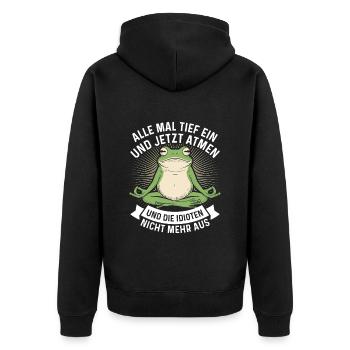 Karneval Party Kostüm ALLE MAL TIEF EINATMEN - Unisex Premium Bio Zip Hoodie - Schwarz - Hinten - Nico (187cm)
