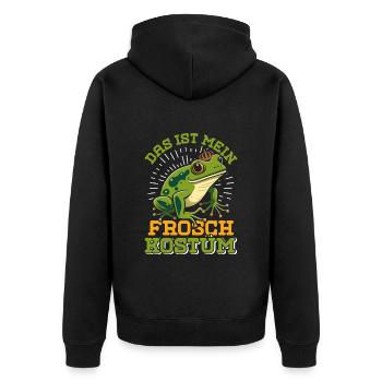 Karneval Party Frösche DAS IST MEIN FROSCHKOSTÜM - Unisex Premium Bio Zip Hoodie - Schwarz - Hinten - Nico (187cm)