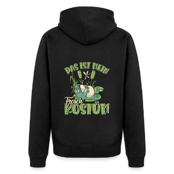 Karneval Party Frösche DAS IST MEIN FROSCHKOSTÜM - Unisex Premium Bio Zip Hoodie - Schwarz - Hinten - Nico (187cm)