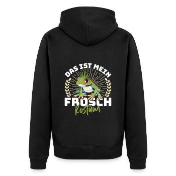 Karneval Party Frösche DAS IST MEIN FROSCHKOSTÜM - Unisex Premium Bio Zip Hoodie - Schwarz - Hinten - Nico (187cm)