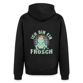 Karneval Party ICH BIN EIN FROSCH Lustiges - Unisex Premium Bio Zip Hoodie - Schwarz - Hinten - Nico (187cm)