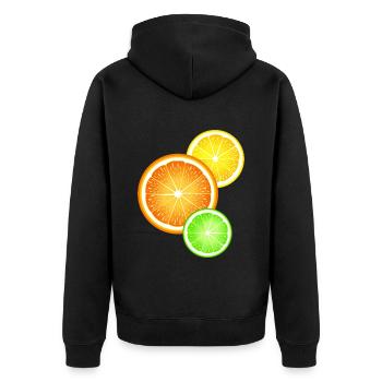 Agrumes Orange Citron Citron Lime - Veste à capuche bio Premium Unisexe - noir - Dos - Nico (187cm)