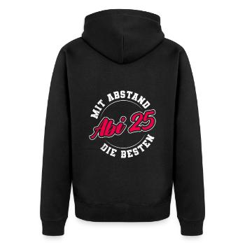 Abiturient ABI 2025 DIE BESTEN Lustiges Abi - Unisex Premium Bio Zip Hoodie - Schwarz - Hinten - Nico (187cm)