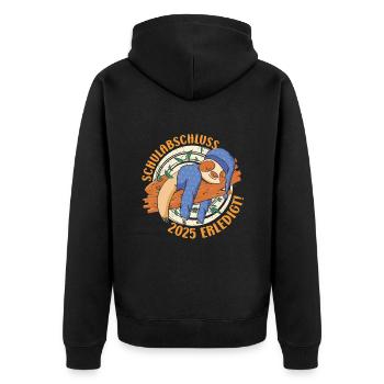 Abi Schulabschluss 2025 Erledigt Abiturient Lustig - Unisex Premium Bio Zip Hoodie - Schwarz - Hinten - Nico (187cm)