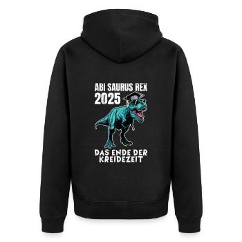 ABI SAURUS REX 2025 DAS ENDE DER KREIDEZEIT Lustig - Unisex Premium Bio Zip Hoodie - Schwarz - Hinten - Nico (187cm)