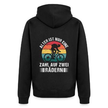 Opa ALTER IST NUR EINE ZAHL AUF ZWEI RÄDERN Lustig - Unisex Premium Bio Zip Hoodie - Schwarz - Hinten - Nico (187cm)
