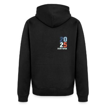 MATURA ABSCHLUSS 2025 Maturanten Lustiges - Unisex Premium Bio Zip Hoodie - Schwarz - Hinten - Nico (187cm)