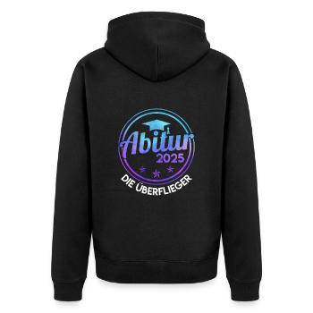 ABITUR 2025 DIE ÜBERFLIEGER Abiturient Lustiges - Unisex Premium Bio Zip Hoodie - Schwarz - Hinten - Nico (187cm)
