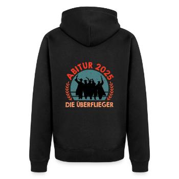 ABITUR 2025 DIE ÜBERFLIEGER Abiturient Lustiges - Unisex Premium Bio Zip Hoodie - Schwarz - Hinten - Nico (187cm)