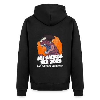 Abitur ABI SAURUS REX 2025 Abitur Lustiges - Unisex Premium Bio Zip Hoodie - Schwarz - Hinten - Nico (187cm)