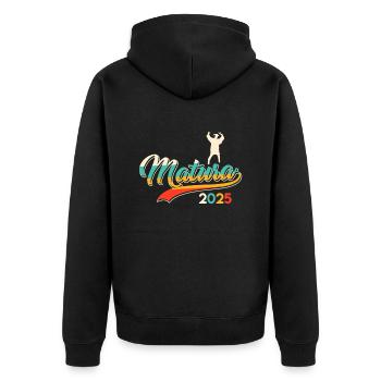 MATURA ABSCHLUSS 2025 Maturanten Lustiges - Unisex Premium Bio Zip Hoodie - Schwarz - Hinten - Nico (187cm)