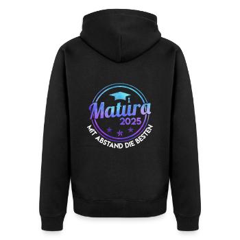 MATURA 2025 MIT ABSTAND DIE BESTEN Lustiges - Unisex Premium Bio Zip Hoodie - Schwarz - Hinten - Nico (187cm)