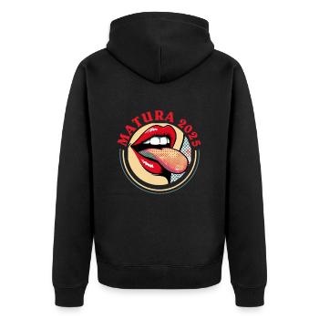 MATURA 2025 Maturant Matura Geschafft Lustiges - Unisex Premium Bio Zip Hoodie - Schwarz - Hinten - Nico (187cm)