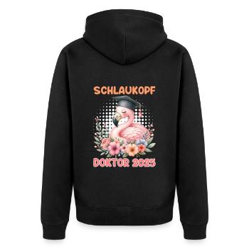 DOKTOR 2025 SCHLAUKOPF Doktorand Lustiges - Unisex Premium Bio Zip Hoodie - Schwarz - Hinten - Nico (187cm)