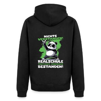 Nichts verstanden Realschule trotzdem bestanden - Unisex Premium Bio Zip Hoodie - Schwarz - Hinten - Nico (187cm)