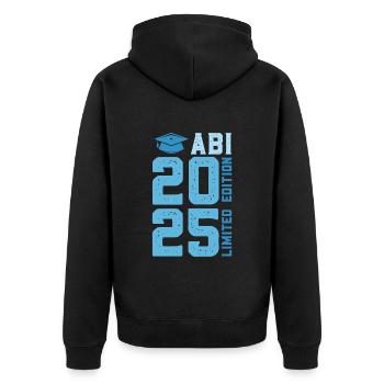 Abiturient ABI 2025 LIMITED EDITION Lustiges - Unisex Premium Bio Zip Hoodie - Schwarz - Hinten - Nico (187cm)