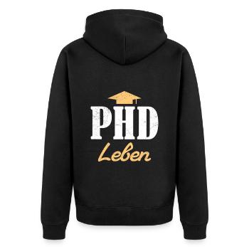 Doktorand PH.D LEBEN Doktortitel Lustiges - Unisex Premium Bio Zip Hoodie - Schwarz - Hinten - Nico (187cm)