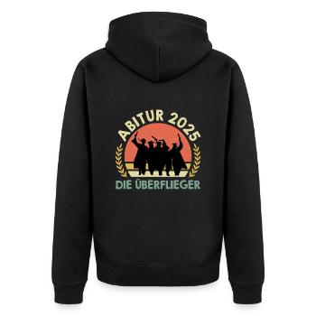 ABITUR 2025 DIE ÜBERFLIEGER Abiturient Lustiges - Unisex Premium Bio Zip Hoodie - Schwarz - Hinten - Nico (187cm)
