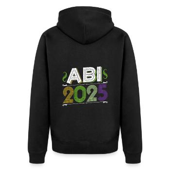ABI 2025 Abitur Abschluss Lustiges Abiturienten - Unisex Premium Bio Zip Hoodie - Schwarz - Hinten - Nico (187cm)