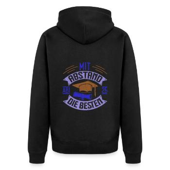 Abiturient MIT ABSTAND DIE BESTEN Abi Lustiges - Unisex Premium Bio Zip Hoodie - Schwarz - Hinten - Nico (187cm)