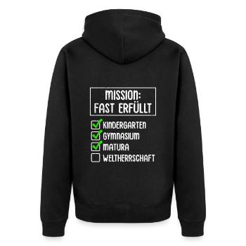 Matura Abschluss KINDERGARTEN GYMNASIUM MATURA - Unisex Premium Bio Zip Hoodie - Schwarz - Hinten - Nico (187cm)