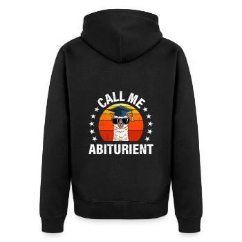 Abiturienten NENN MICH ABSOLVENT Lustiges - Unisex Premium Bio Zip Hoodie - Schwarz - Hinten - Nico (187cm)