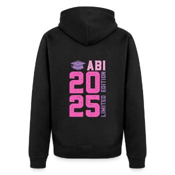 Abiturient ABI 2025 LIMITED EDITION Lustiges - Unisex Premium Bio Zip Hoodie - Schwarz - Hinten - Nico (187cm)