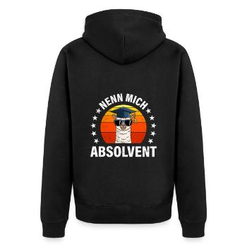 Abiturienten NENN MICH ABSOLVENT Lustiges - Unisex Premium Bio Zip Hoodie - Schwarz - Hinten - Nico (187cm)