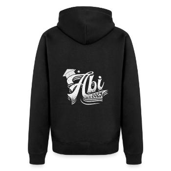 ABITUR 2025 ABI Geschafft Abiturient Lustiges - Unisex Premium Bio Zip Hoodie - Schwarz - Hinten - Nico (187cm)