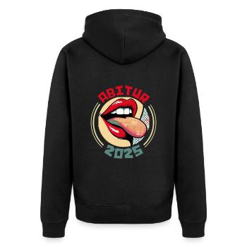 ABITUR 2025 ABI Abiturienten Lustiges Abi - Unisex Premium Bio Zip Hoodie - Schwarz - Hinten - Nico (187cm)