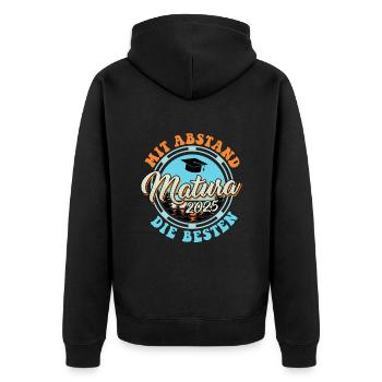 MATURA 2025 MIT ABSTAND DIE BESTEN Lustiges - Unisex Premium Bio Zip Hoodie - Schwarz - Hinten - Nico (187cm)